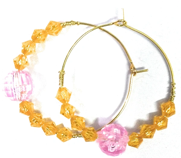 NIBRAS Yellow Tyre-Cut Crystal Seed Hoop Earrings - B09KBMJT2D, 3 gm, 4cm x 4cm x 1cm